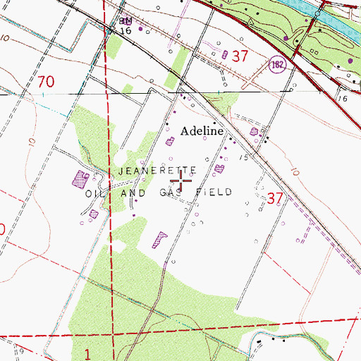 Topographic Map of Jeanerette Oil and Gas Field, LA