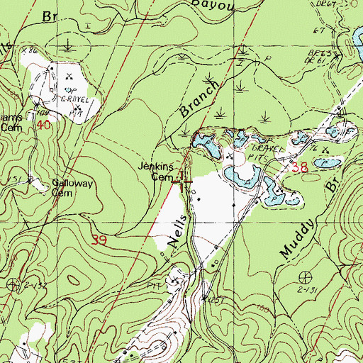 Topographic Map of Jenkins Cemetery, LA