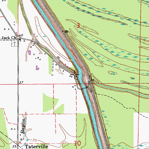 Topographic Map of Jims Bayou, LA