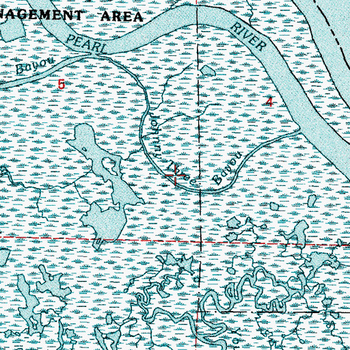 Topographic Map of Johnny Three Bayou, LA