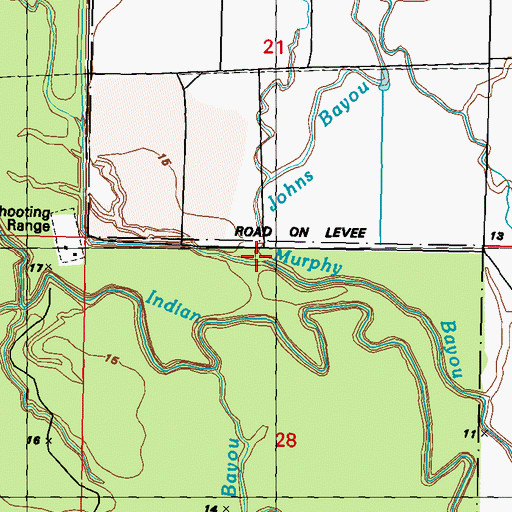 Topographic Map of Johns Bayou, LA