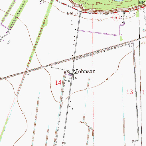 Topographic Map of Johnson, LA
