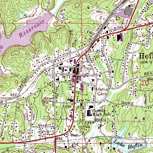 Topographic Map of Heflin City Hall, AL