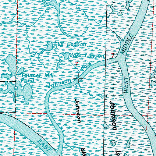 Topographic Map of Johnson Pass, LA
