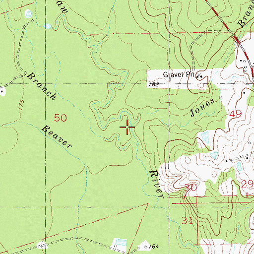 Topographic Map of Jones Branch, LA