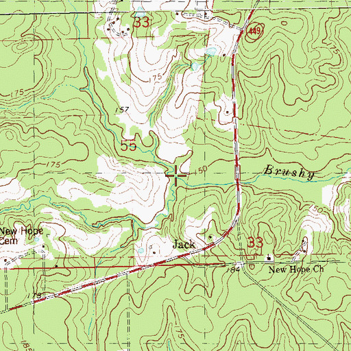 Topographic Map of Jordan Branch, LA