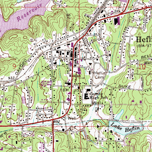 Topographic Map of Heflin Grammar School (historical), AL