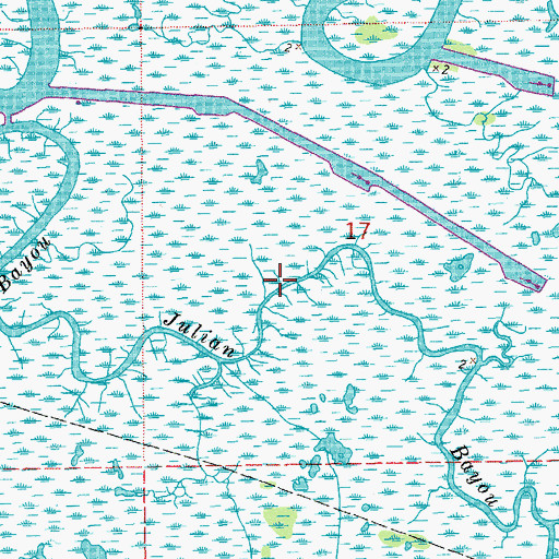 Topographic Map of Julian Bayou, LA