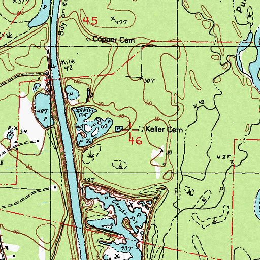 Topographic Map of Keller Cemetery, LA