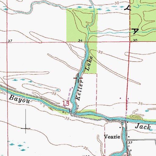 Topographic Map of Keller Lake, LA