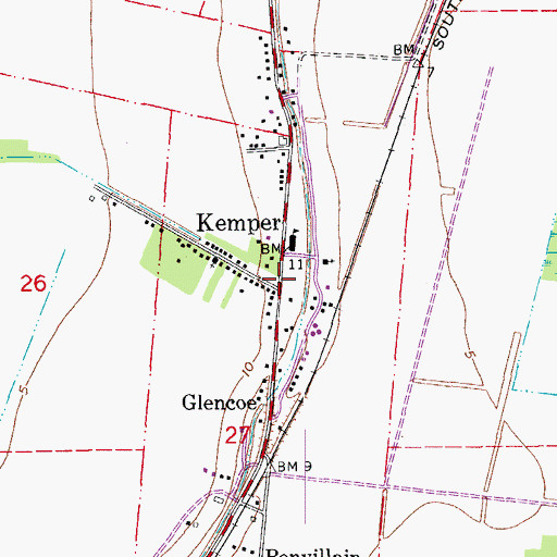 Topographic Map of Kemper, LA