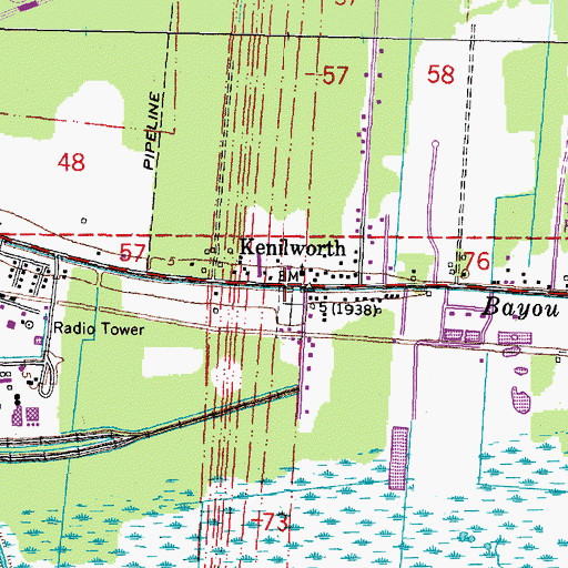 Topographic Map of Kenilworth, LA