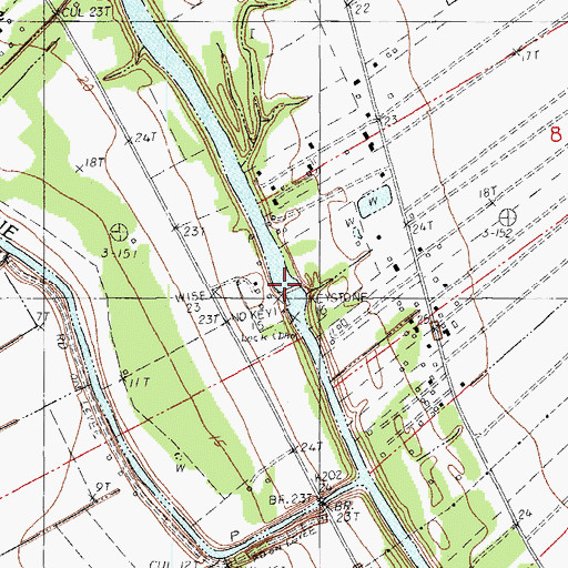 Topographic Map of Keystone Lock and Dam, LA