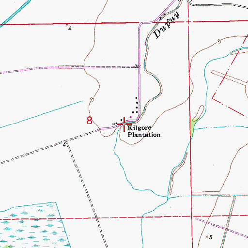 Topographic Map of Kilgore Plantation, LA