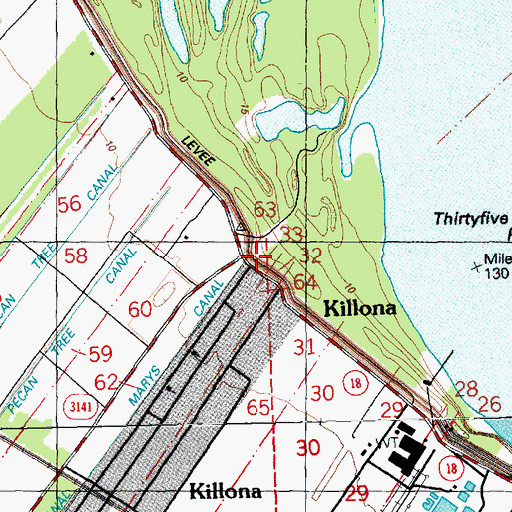 Topographic Map of Killona, LA