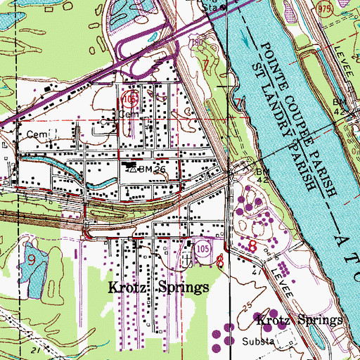 Topographic Map of Krotz Springs, LA