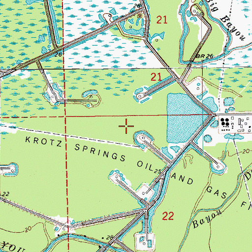 Topographic Map of Krotz Springs Oil and Gas Field, LA