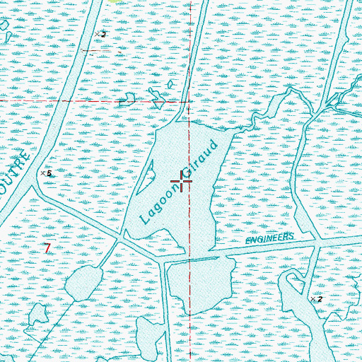 Topographic Map of Lagoon Giraud, LA