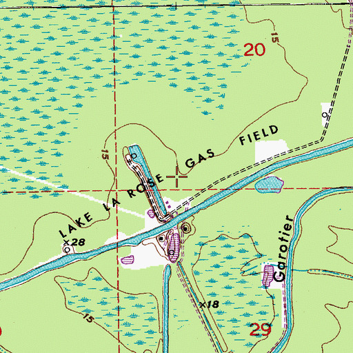 Topographic Map of Lake La Rose Gas Field, LA