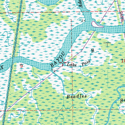 Topographic Map of Lake Pass Bayou, LA
