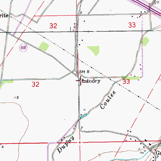 Topographic Map of Landry, LA