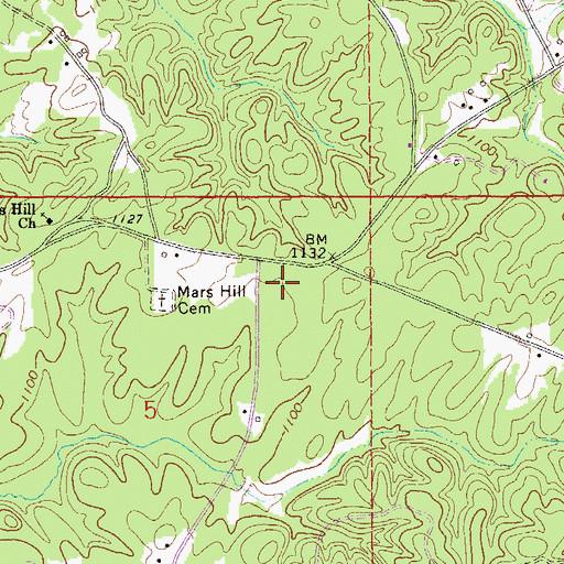 Topographic Map of Mars Hill, AL