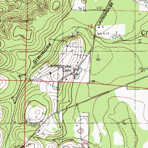 Topographic Map of Lavinghouse Cemetery, LA
