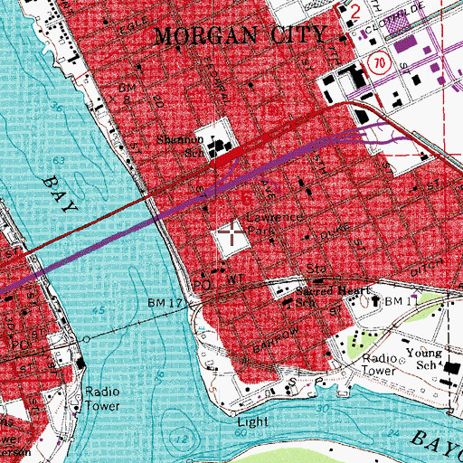 Topographic Map of Lawrence Park, LA