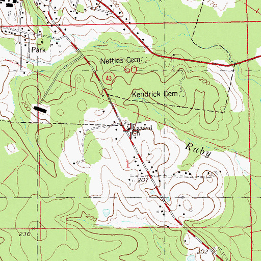 Topographic Map of Lazzard Church, LA
