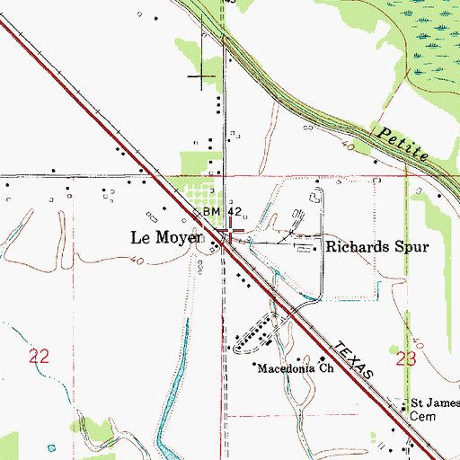 Topographic Map of Le Moyen, LA
