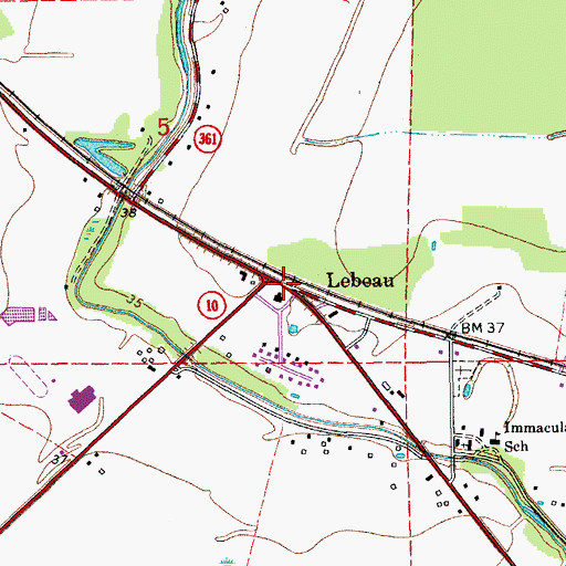 Topographic Map of Lebeau, LA