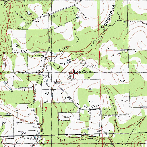 Topographic Map of Lee Cemetery, LA