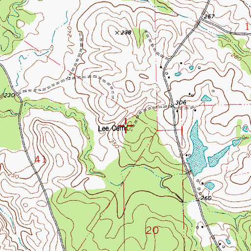 Topographic Map of Lee Cemetery, LA