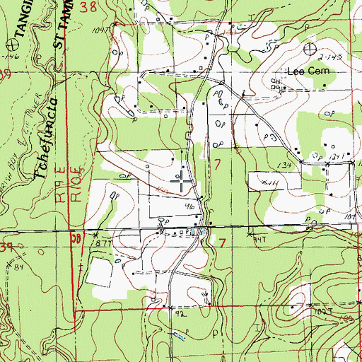 Topographic Map of Lee Chapel, LA