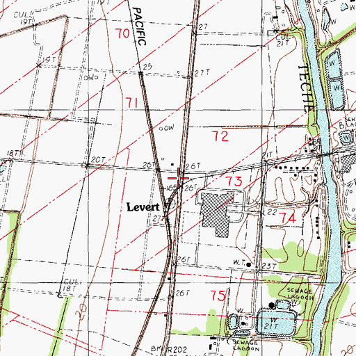 Topographic Map of Levert, LA