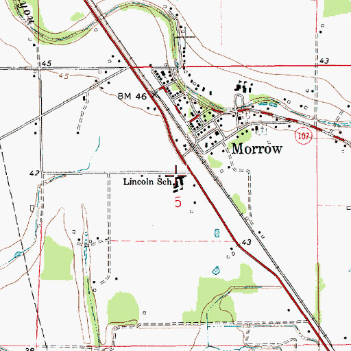 Topographic Map of Lincoln School, LA