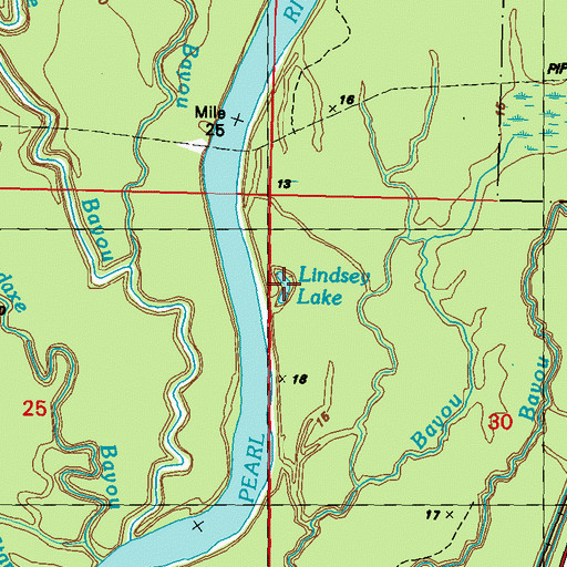 Topographic Map of Lindsey Lake, LA