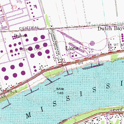 Topographic Map of Lions, LA