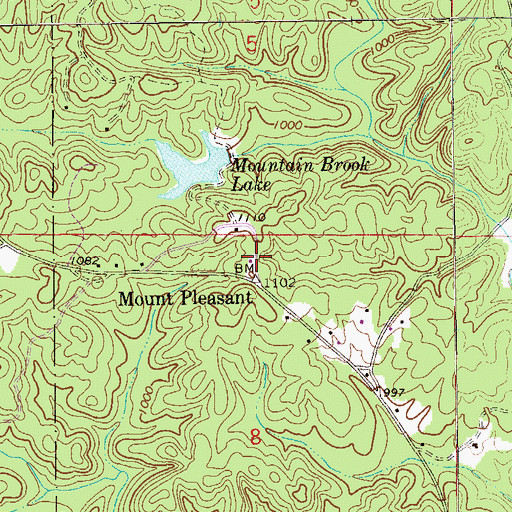 Topographic Map of Mount Pleasant Church (historical), AL