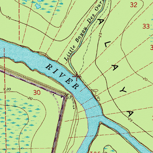 Topographic Map of Little Bayou Des Ourses, LA