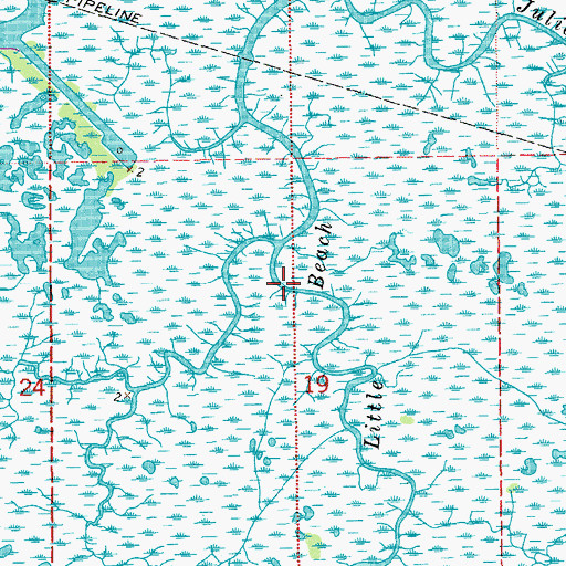 Topographic Map of Little Beach Bayou, LA