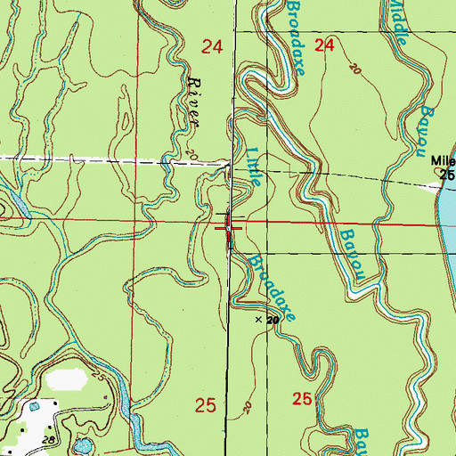 Topographic Map of Little Broadaxe Bayou, LA