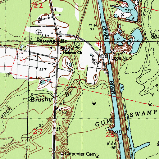 Topographic Map of Little Brushy Branch, LA