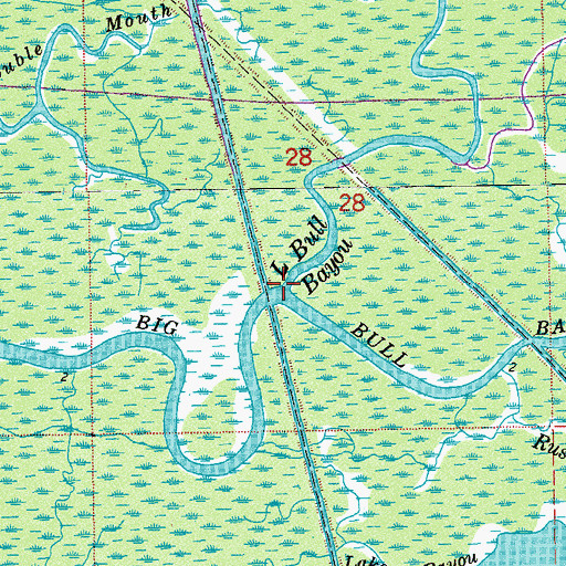 Topographic Map of Little Bull Bayou, LA