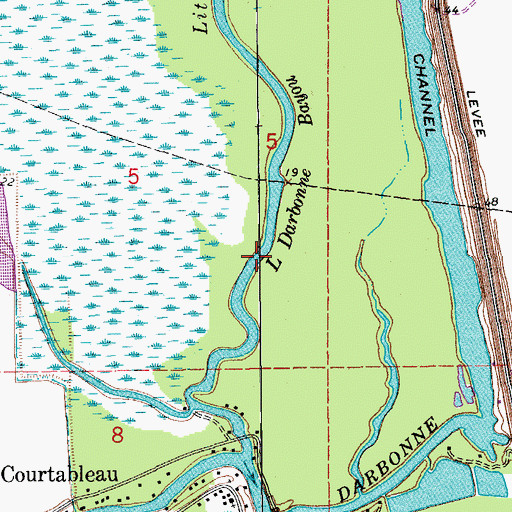 Topographic Map of Little Darbonne Bayou, LA