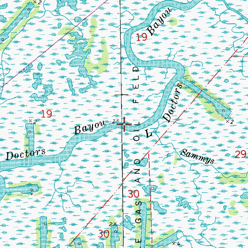 Topographic Map of Little Doctors Bayou, LA