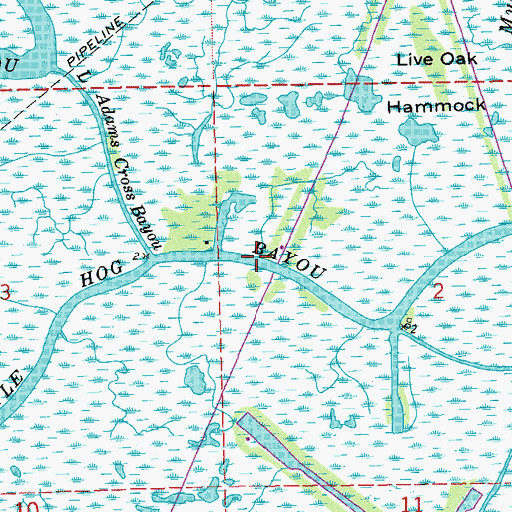 Topographic Map of Little Hog Bayou, LA