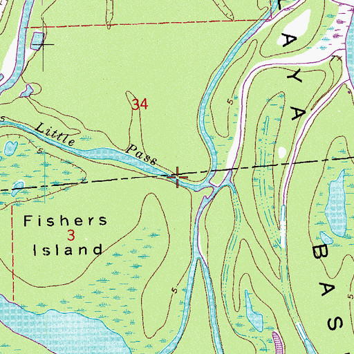 Topographic Map of Little Pass, LA