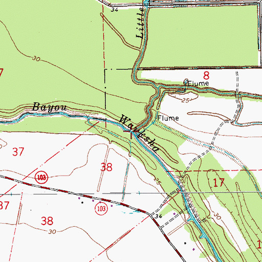 Topographic Map of Little Wauksha Bayou, LA