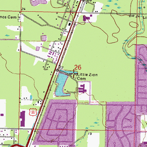 Topographic Map of Little Zion Missionary Baptist Church Cemetery, LA